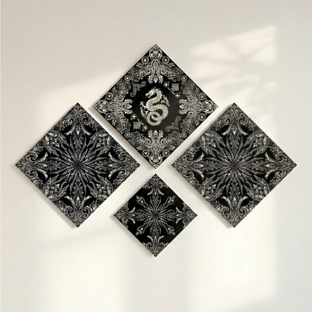 Black & Silver Dragon Wall Art
