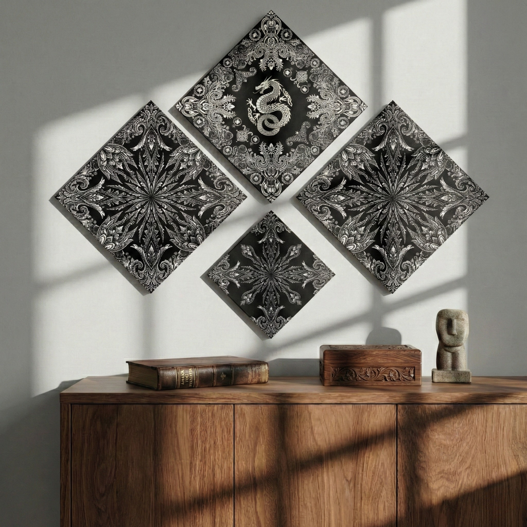 Black & Silver Dragon Wall Art