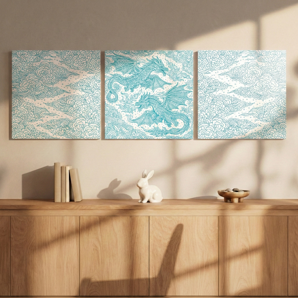 Turquoise Dragon Cloud Wall Art