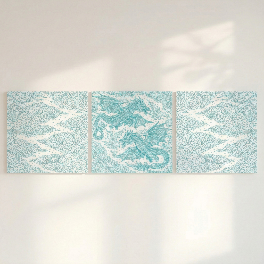 Turquoise Dragon Cloud Wall Art