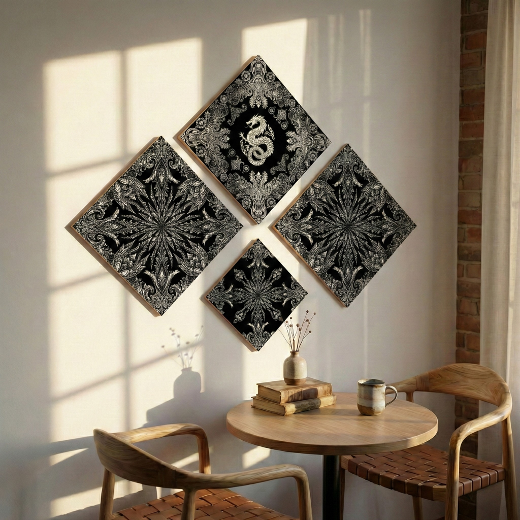 Black & Silver Dragon Wall Art