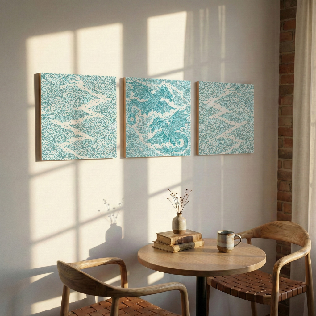Turquoise Dragon Cloud Wall Art